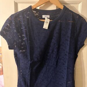 Aerie Navy Vintage Lace T-shirt